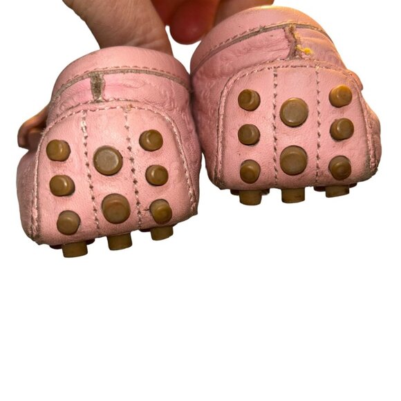 Gucci pink GG logo imprint leather GIRLS driving Italian moccasins 37 5 - Picture 4 of 6